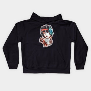 Lady Face with Tattoos Tattoo Design Kids Hoodie